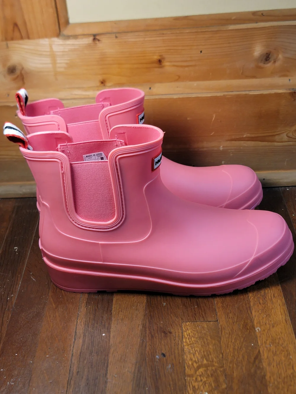 Hunter Pink Chelsea Rain Ankle Boots